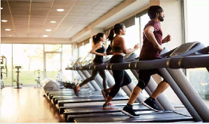 Fully equipped modern indoor health gymnasium setup